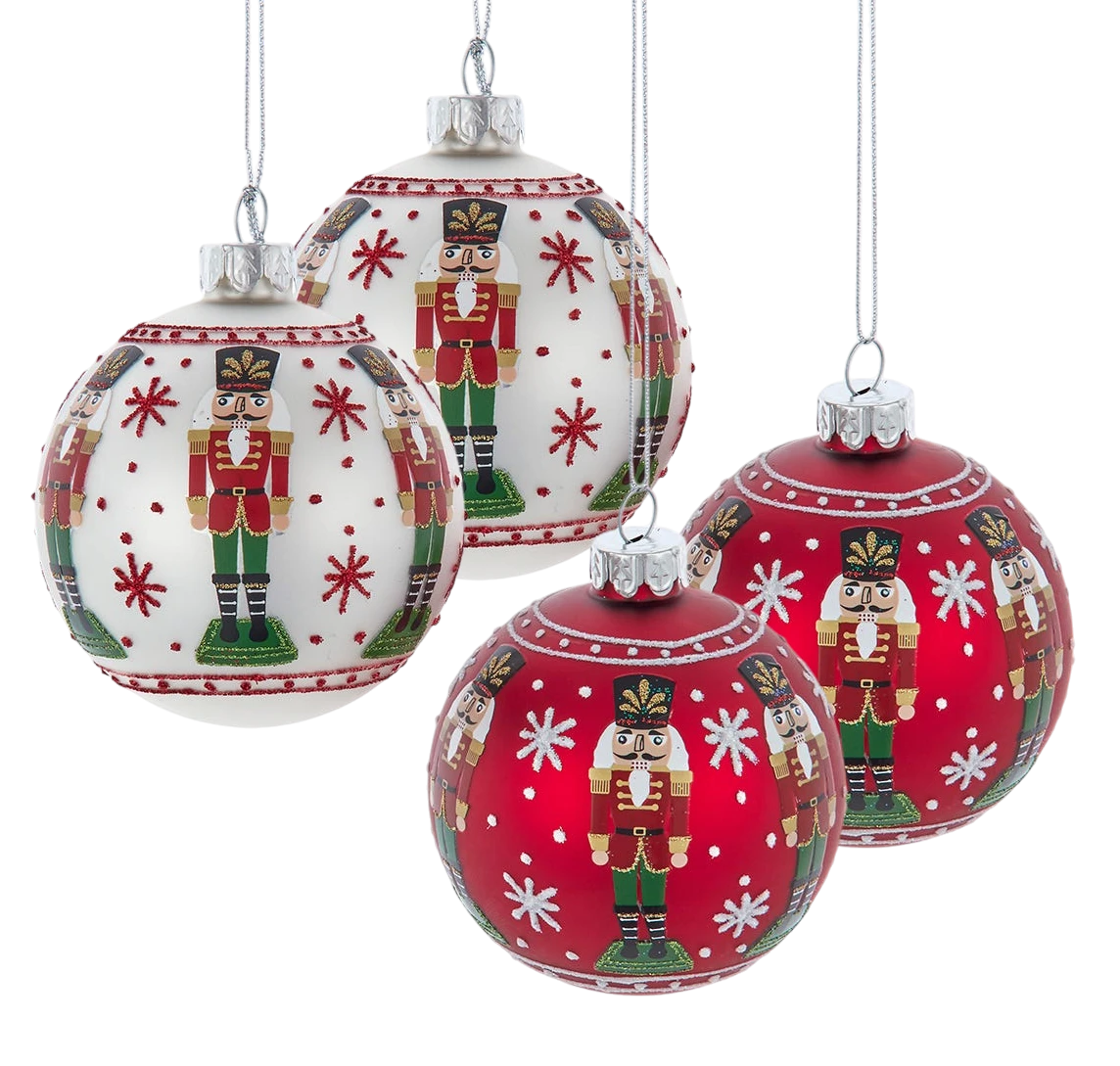 Kurt Adler Glass Nutcracker Design Ball Ornaments - 4-Piece Set 1 Kurt Adler Glass Nutcracker Design Ball Ornaments - 4-Piece Set