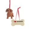 Kurt Adler I Love My Red Dachshund With Dog Bone Ornaments