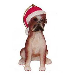 Kurt Adler Dog In A Santa Hat Ornament - Boxer