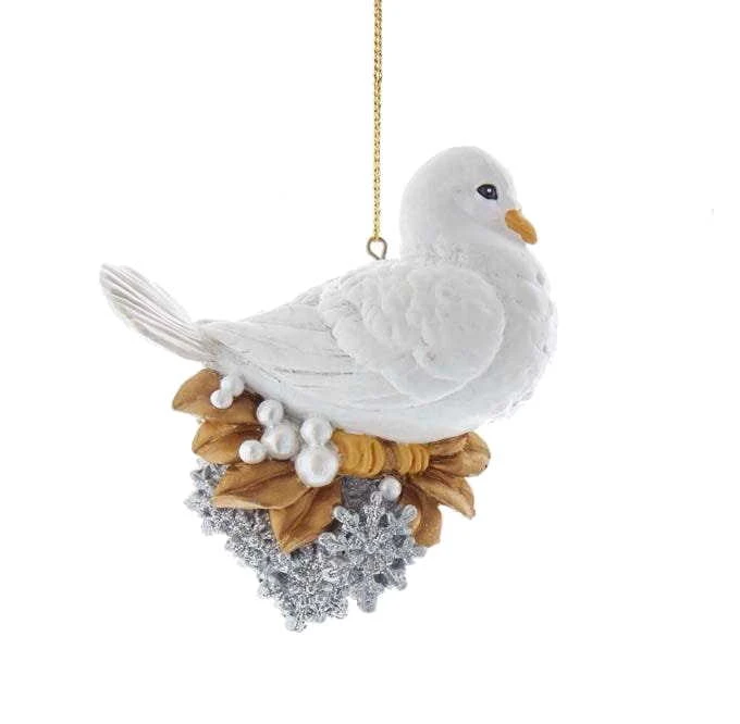 Kurt Adler White Dove On A Snowflake Perch - Ornament 1 Kurt Adler White Dove On A Snowflake Perch - Ornament