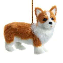 Kurt Adler Furry Dog Ornament - Corgi