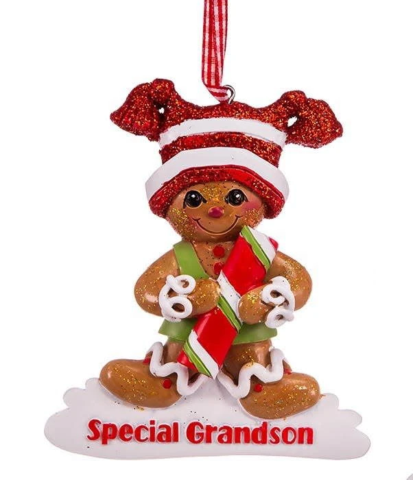 Kurt Adler Gingerbread Special Grandson Ornament 1 Kurt Adler Gingerbread Special Grandson Ornament