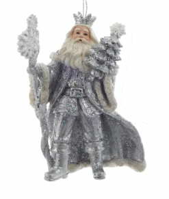 Kurt Adler Lavender Blue And Silver Santa Carrying Tree