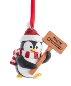 Kurt Adler Penguin With Hat And Scarf Ornament - Sign