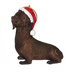Kurt Adler Dog In A Santa Hat Ornament - Dachshund