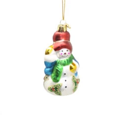 Kurt Adler 3 Inch Boxed Glass Ornament - Poinsettia Snowman