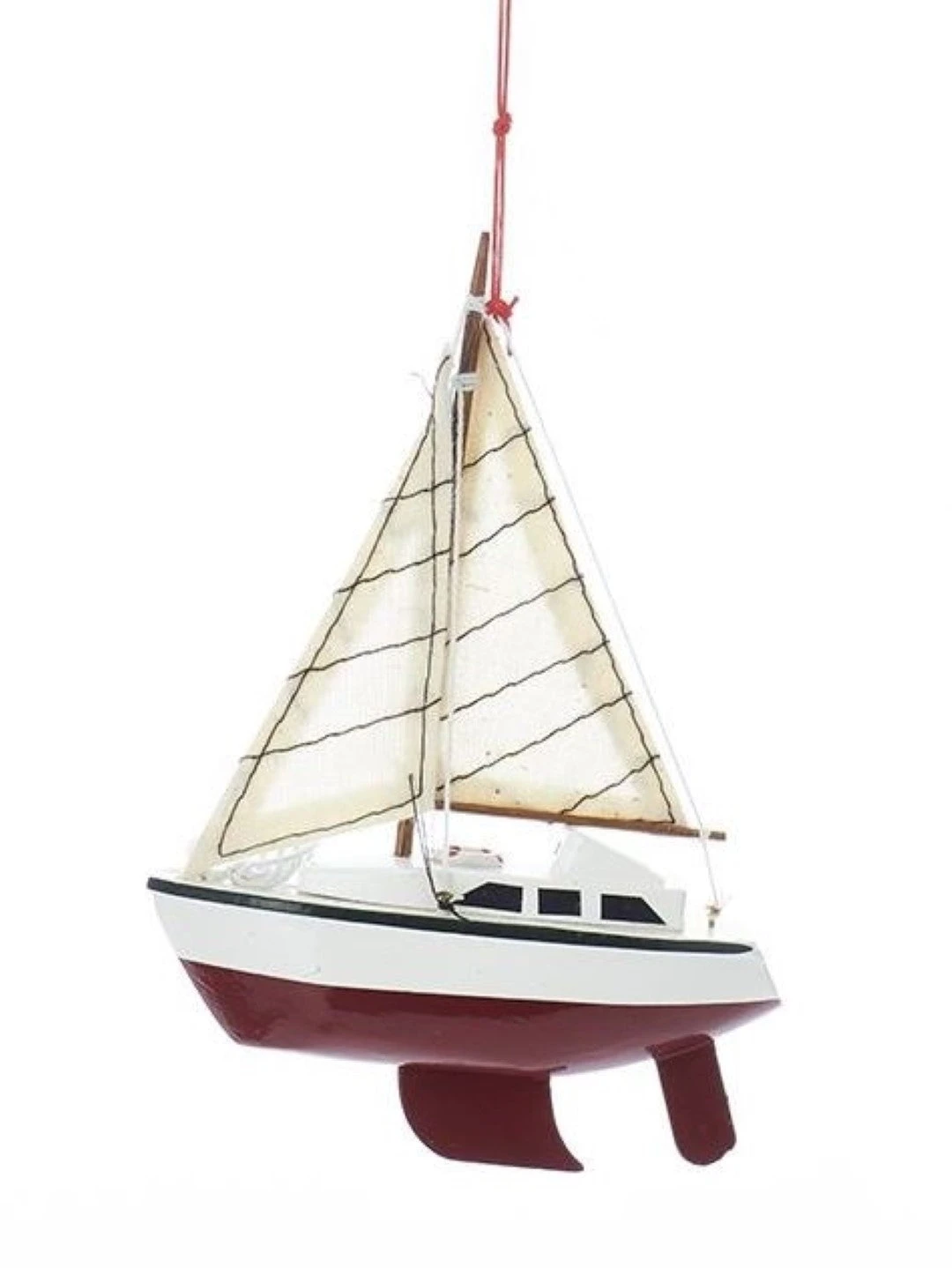 Kurt Adler Yacht With Sails Wooden Ornament - Red 1 Kurt Adler Yacht With Sails Wooden Ornament - Red