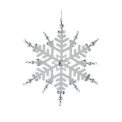 Kurt Adler White And Silver Snowflake Ornaments