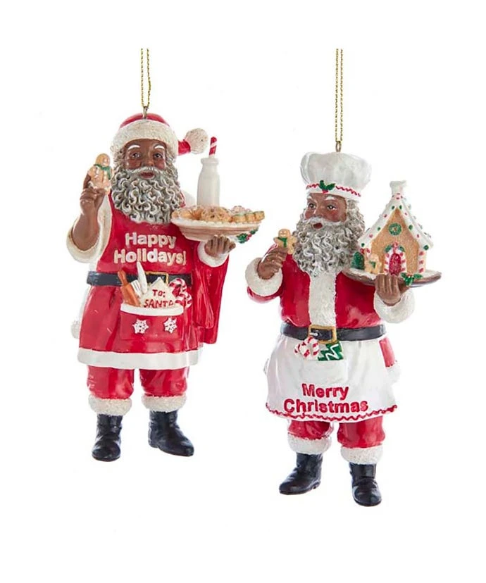 Kurt Adler African American Chef Santa Ornaments - 2 Kurt Adler African American Chef Santa Ornaments - - Image 2