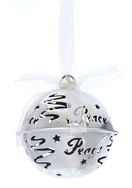 Kurt Adler Hanging Word Bell Ornaments - Silver - 1 Kurt Adler Hanging Word Bell Ornaments - Silver -