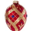 Kurt Adler Glass Egg Ornament - 120mm - Red And Gold