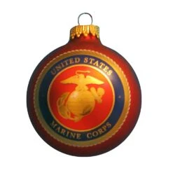 Kurt Adler Marine Corps Glass Logo Ball Ornament