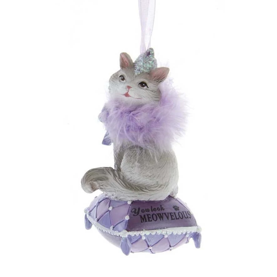 Kurt Adler Royal Splendor Purple Cat Ornament - You Look Meowvelous 1 Kurt Adler Royal Splendor Purple Cat Ornament - You Look Meowvelous
