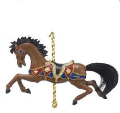 Kurt Adler Resin Carousel Horse Ornament - Brown
