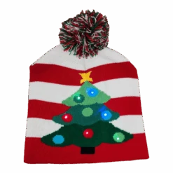 Kurt Adler Battery-Operated LED Light-Up Knit Hat - Christmas Tree