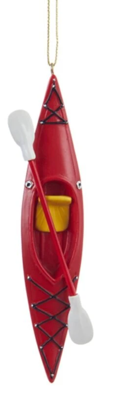 Kurt Adler Resin 5 Inch Kayak Ornament - Red