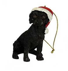 Kurt Adler Dog In A Santa Hat Ornament - Black Lab