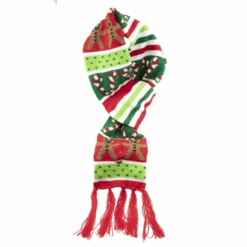 Kurt Adler Battery-Operated LED Christmas Knit Scarf - Red