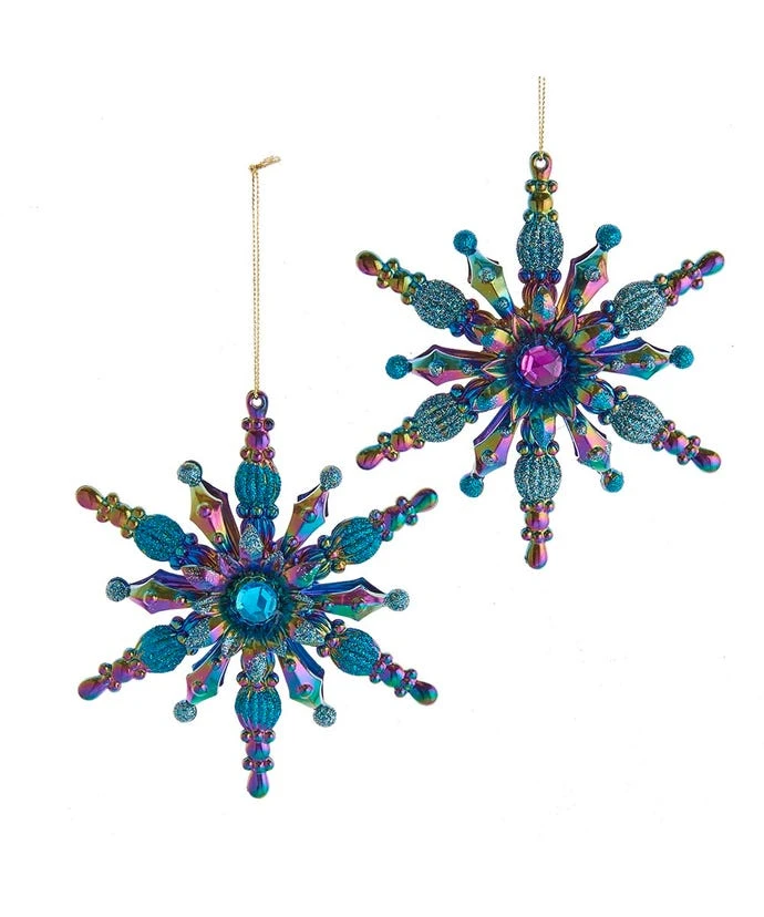 Kurt Adler Peacock Snowflake Ornament- 1 Kurt Adler Peacock Snowflake Ornament-