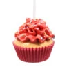 Kurt Adler Flower Cupcake Ornaments - Red With Skinny Sprinkles