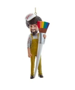 Kurt Adler Bob Ross With Paint Brush Ornament