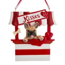 Kurt Adler Dog Kisses - Kissing Booth Ornament - French Bulldog