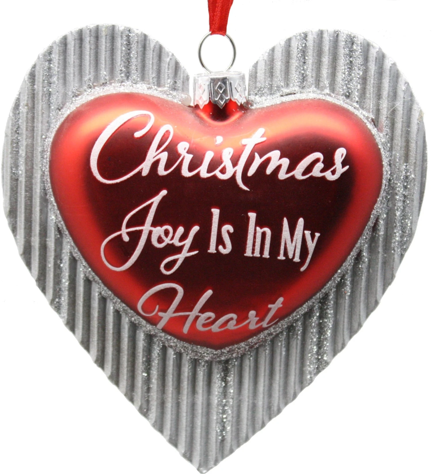 Kurt Adler Glass Glitter Heart With Sayings Ornament - Joy 1 Kurt Adler Glass Glitter Heart With Sayings Ornament - Joy