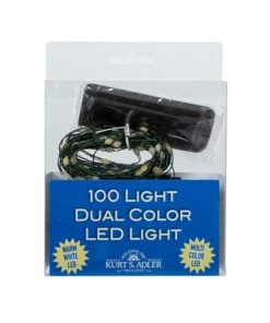 Kurt Adler 100-Light Battery-Operated Dual Color (Warm White And Multicolored) LED Green Wire Light Set