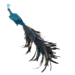 Kurt Adler Decorative Feather Peacock With Clip - 18 Inch