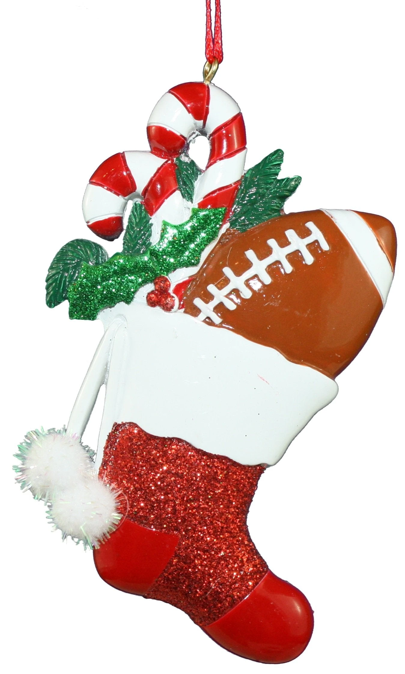 Kurt Adler 4.3 Inch Football Resin Sports Sock Ornament 1 Kurt Adler 4.3 Inch Football Resin Sports Sock Ornament