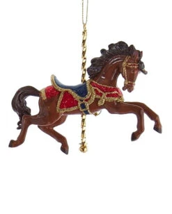 Kurt Adler Resin Carousel Ornament - Brown Horse