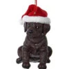 Kurt Adler Labrador With Christmas Hat Ornament - Brown