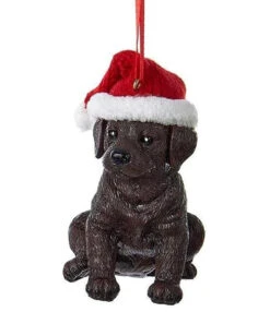Kurt Adler Labrador With Christmas Hat Ornament - Brown