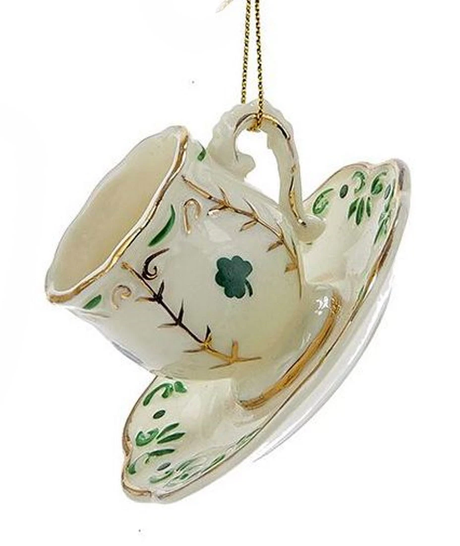 Kurt Adler Porcelain Irish Tea Ornament - Teacup Vine 1 Kurt Adler Porcelain Irish Tea Ornament - Teacup Vine