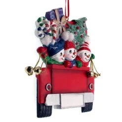 Kurt Adler Snowman On Truck Ornament - Family Of 3