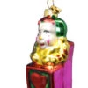 Kurt Adler 3 Inch Boxed Glass Ornament - Jack In The Box - Gold