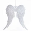 Kurt Adler White With Silver Glitter Angel Wings Acrylic Ornament - Light