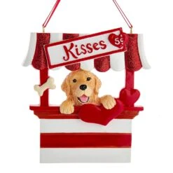 Kurt Adler Dog Kisses - Kissing Booth Ornament - Golden Retriever