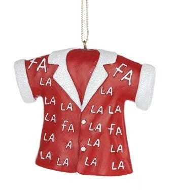 Kurt Adler Christmas Shirt Ornament - Red Fa La La La 2 Kurt Adler Christmas Shirt Ornament - Red Fa La La La - Image 2