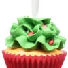 Kurt Adler Flower Cupcake Ornaments - Green With Shaped Sprinkles
