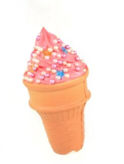 Kurt Adler Foam Ice Cream Cone Ornament - Raspberry With Pearls And Stars
