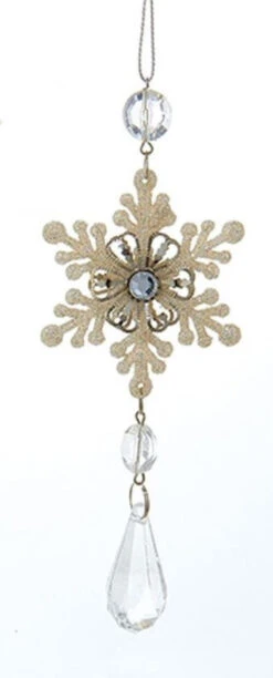 Kurt Adler Platinum Snowflake Drop Acrylic Ornament - Teardrop Shape