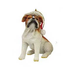 Kurt Adler Dog In A Santa Hat Ornament - Bulldog