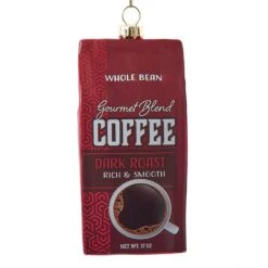 Kurt Adler Glass Dark Roast Coffee Bag Ornament