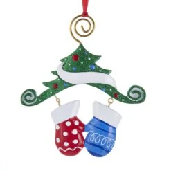 Kurt Adler Dangling Mittens Family Ornament- Family Of 2