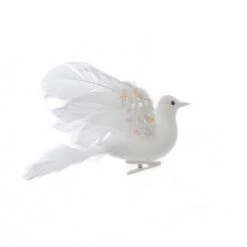 Kurt Adler White Feather Flying Dove Clip Ornament