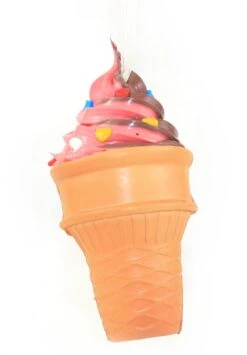 Kurt Adler Foam Ice Cream Cone Ornament - Strawberry Chocolate With Candies