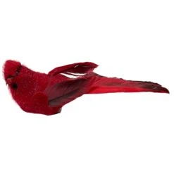 Kurt Adler Cardinal Bird With Red & Black Tail Clip-On Ornament - Left Facing