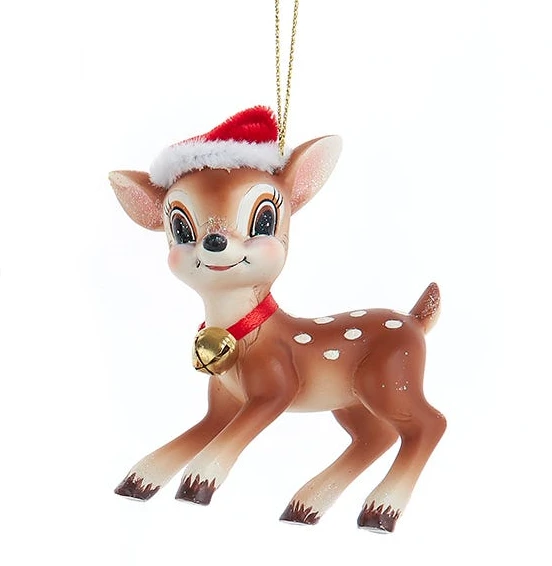 Kurt Adler Deer With Christmas Hat Ornament - 3 Kurt Adler Deer With Christmas Hat Ornament - - Image 3