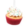 Kurt Adler Flower Cupcake Ornaments - White With Skinny Sprinkles